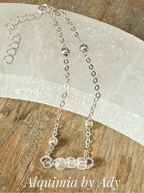 Barely there +Silver Bracelet with Clear Glass Beads